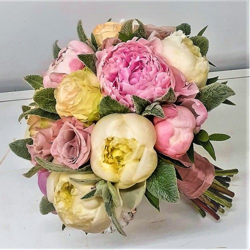 Букет-свадебный " С пудровыми розами "